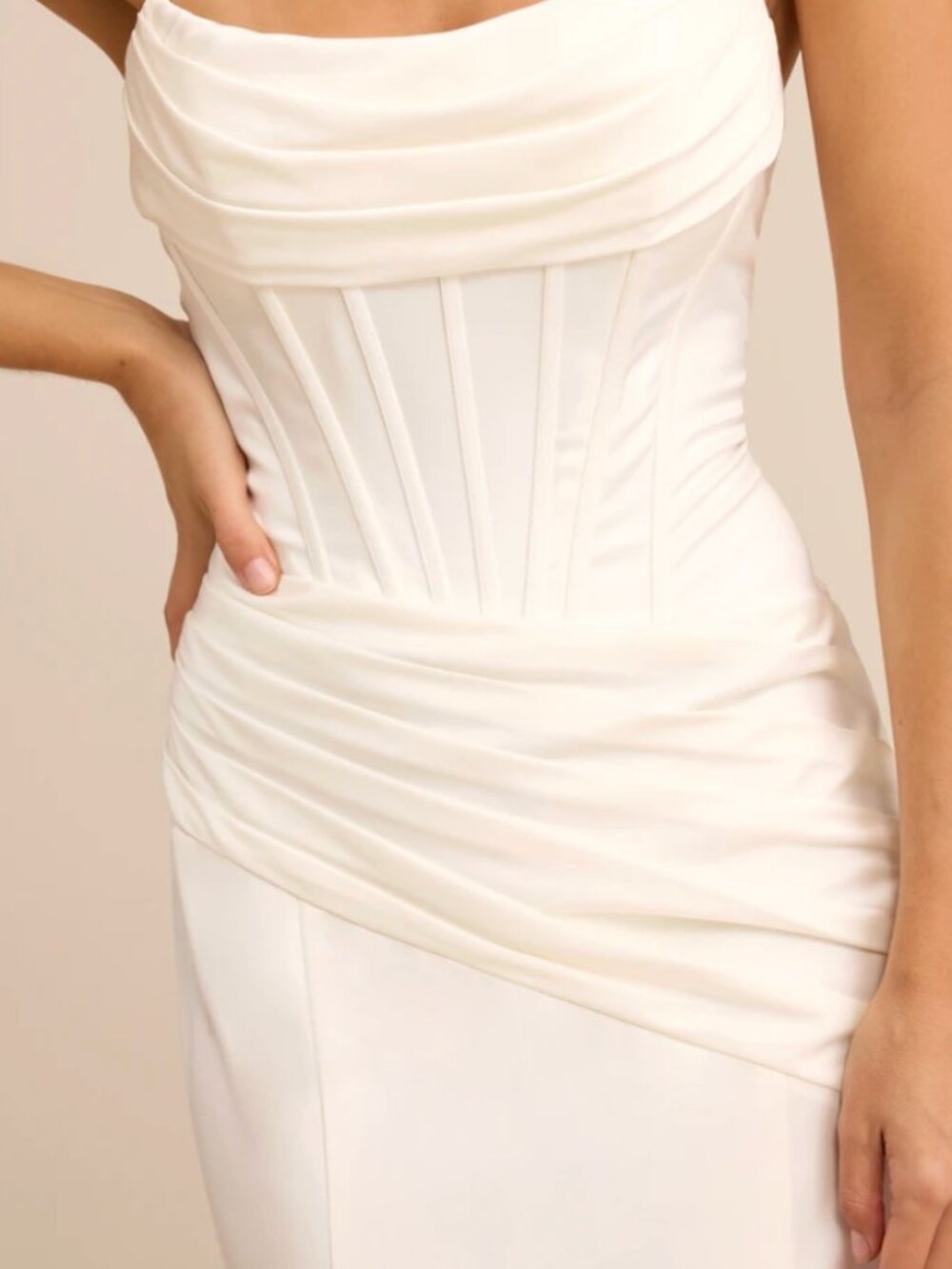 Lulus Claudette White Satin Strapless Bustier Maxi Dress - Size M - Picture 3 of 5
